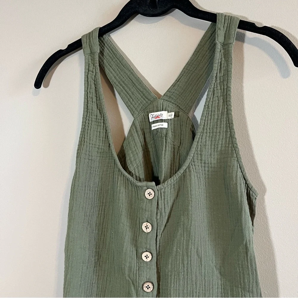 Faherty Women’s Olive Green Organic Cotton Gauze Tank Top XS - Picture 2 of 11